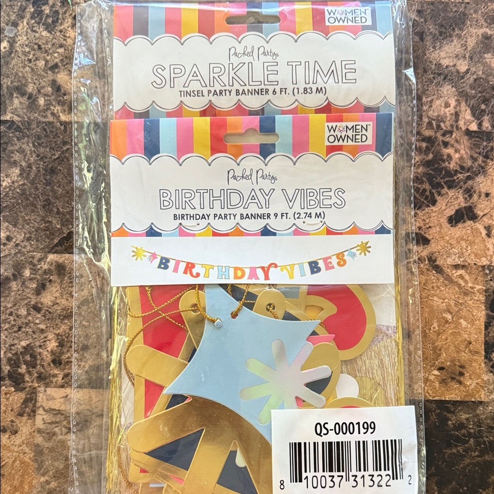 Packed Party Sparkle Time and Birthday Vibes Banner Set - Gold, Blue, and Red